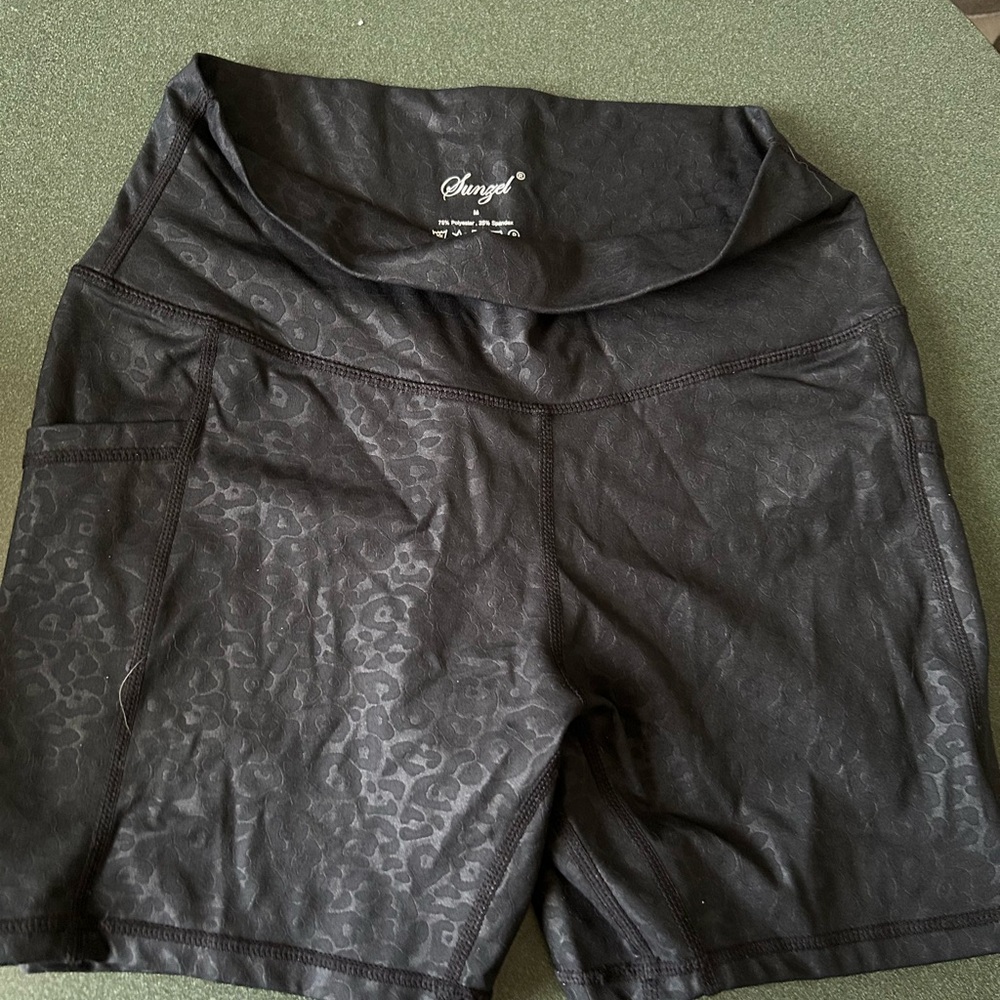 Cheetah print black biker shorts